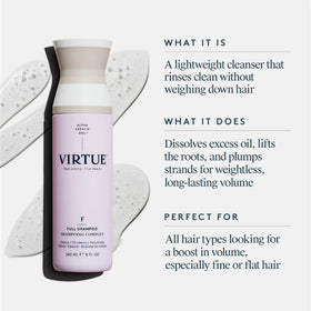 VIRTUE Shampooing Volumisant 300g arrière avec ingrédients