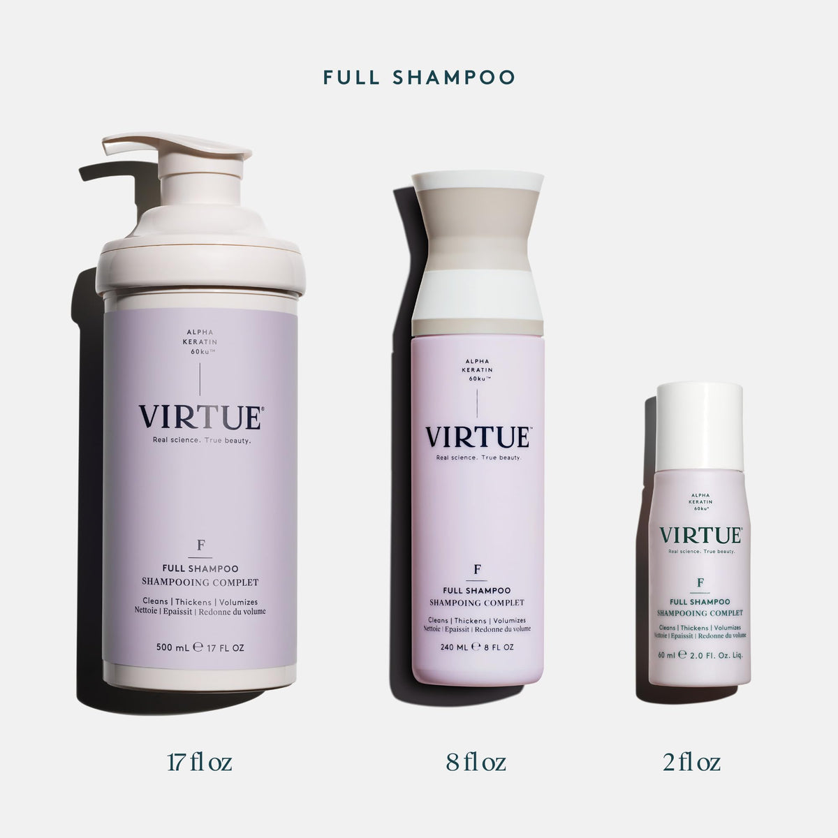 VIRTUE Shampooing Volumisant 300g étiquette et description