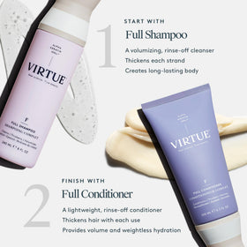VIRTUE Shampooing Volumisant en utilisation sur cheveux
