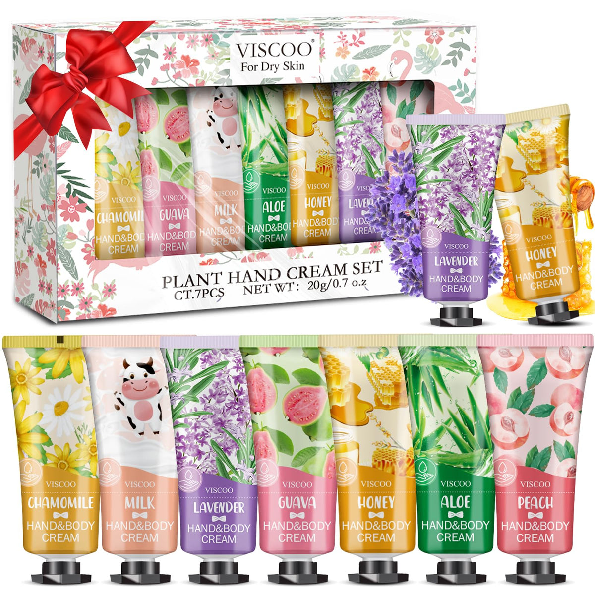 VISCOO ensemble de crèmes pour les mains 7 parfums, vue de face