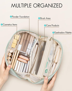 VLANDO trousse de maquillage avec poignée robuste en situation de voyage