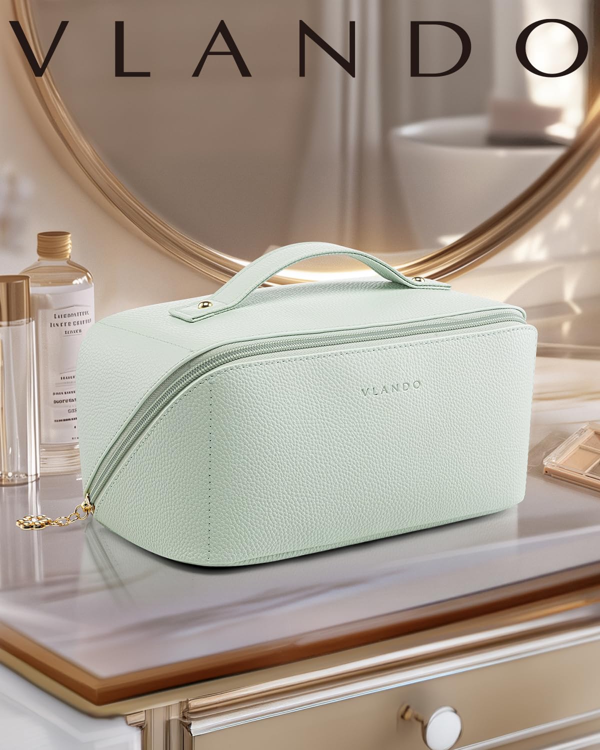 VLANDO trousse de maquillage couleur menthe avec accessoires de beauté