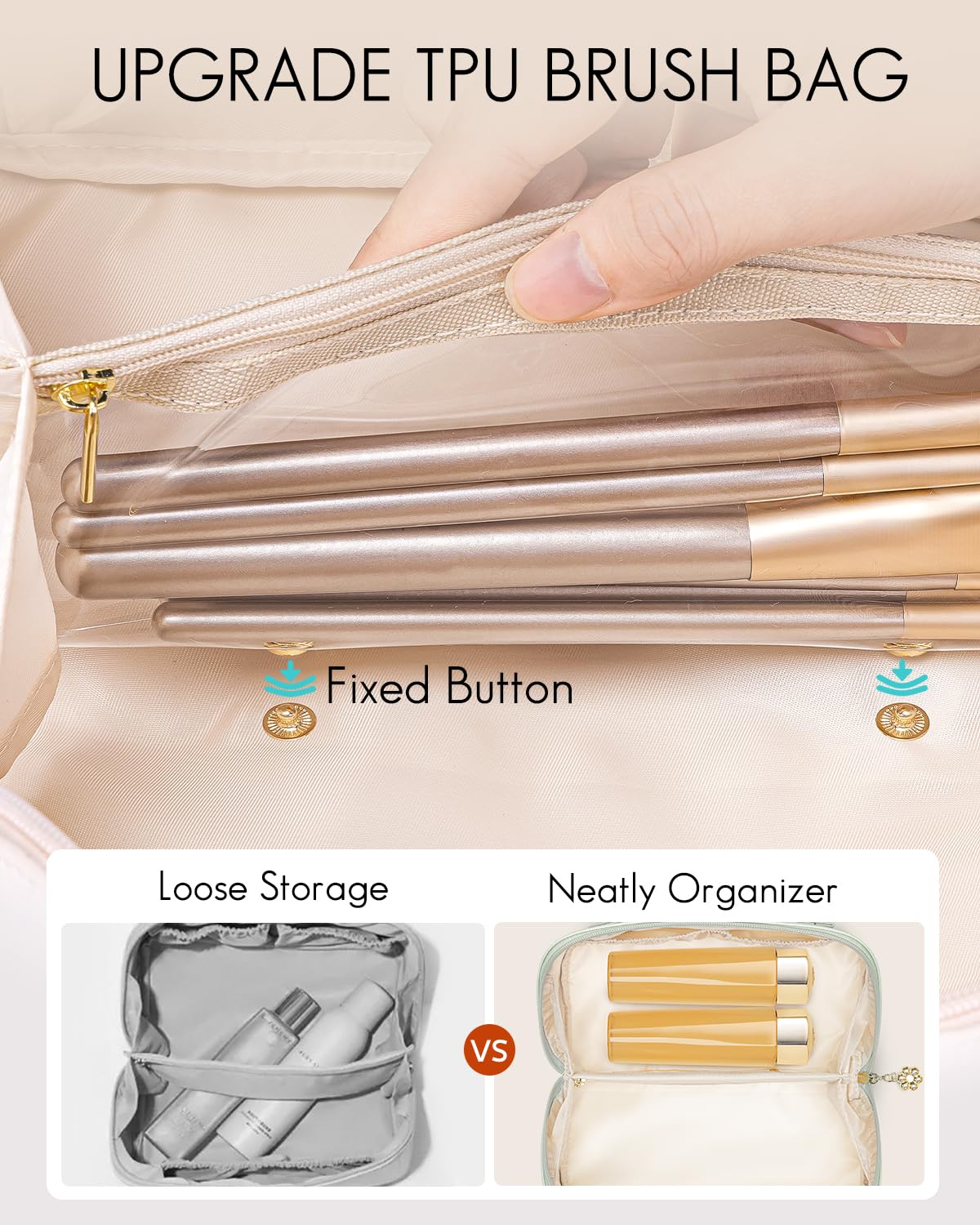 VLANDO trousse de maquillage en cuir PU imperméable vue de côté