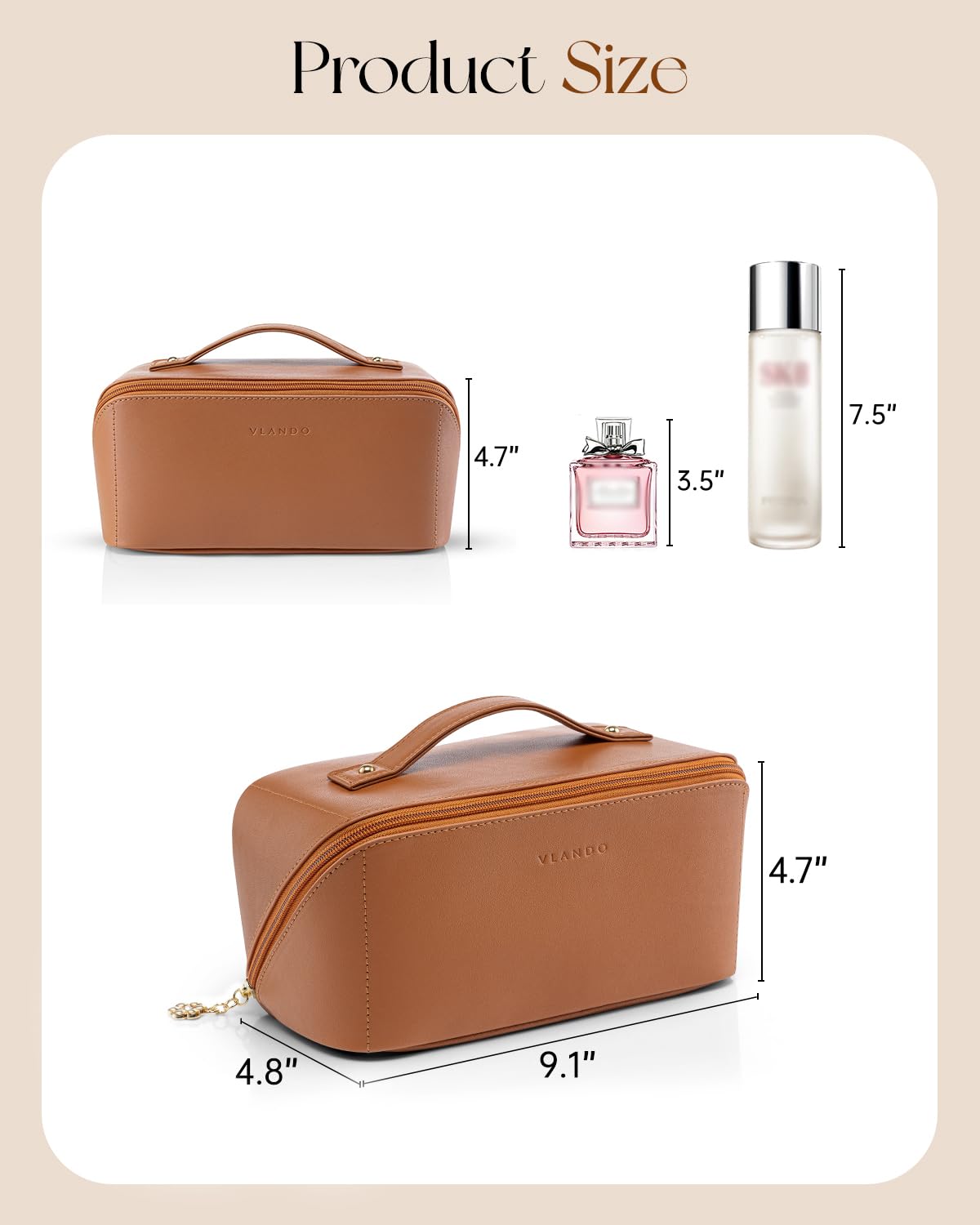 VLANDO trousse de maquillage sur un fond de voyage