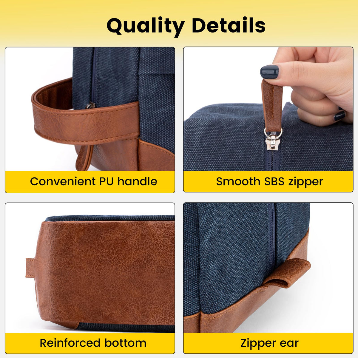 Vorspack trousse de toilette bleue marine avec poignée en cuir
