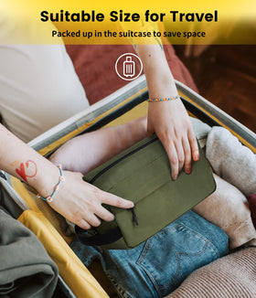 Vorspack trousse de toilette verte accroché à un support