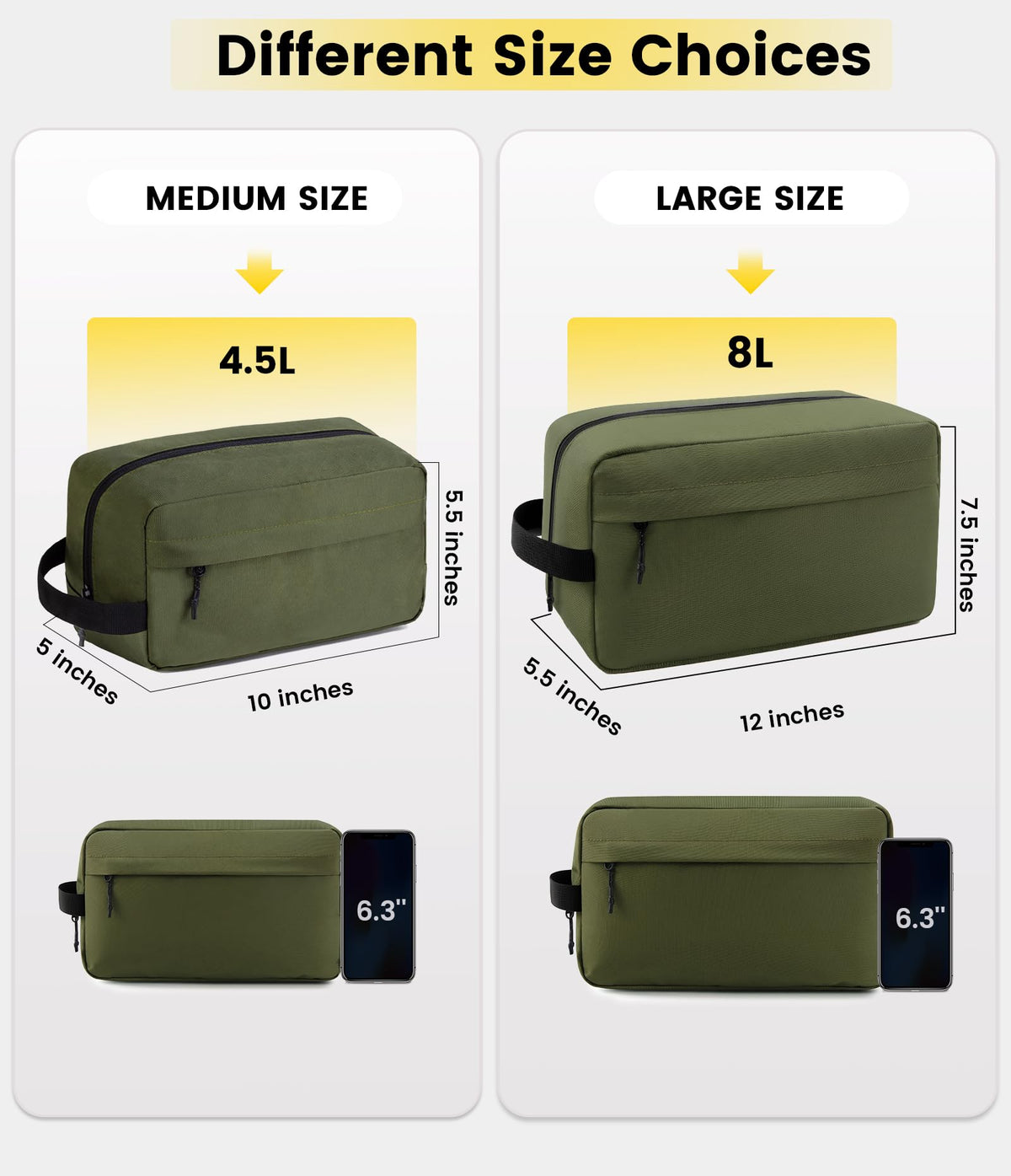 Vorspack trousse de toilette verte ouverte montrant les compartiments intérieurs