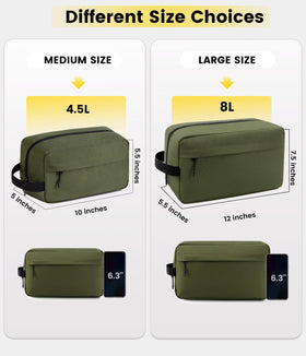 Vorspack trousse de toilette verte ouverte montrant les compartiments intérieurs