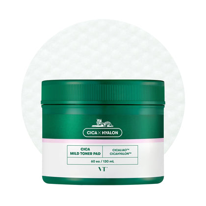 VT COSMETICS CICA Mild Toner Pad boîte vue avant avec 60 pads