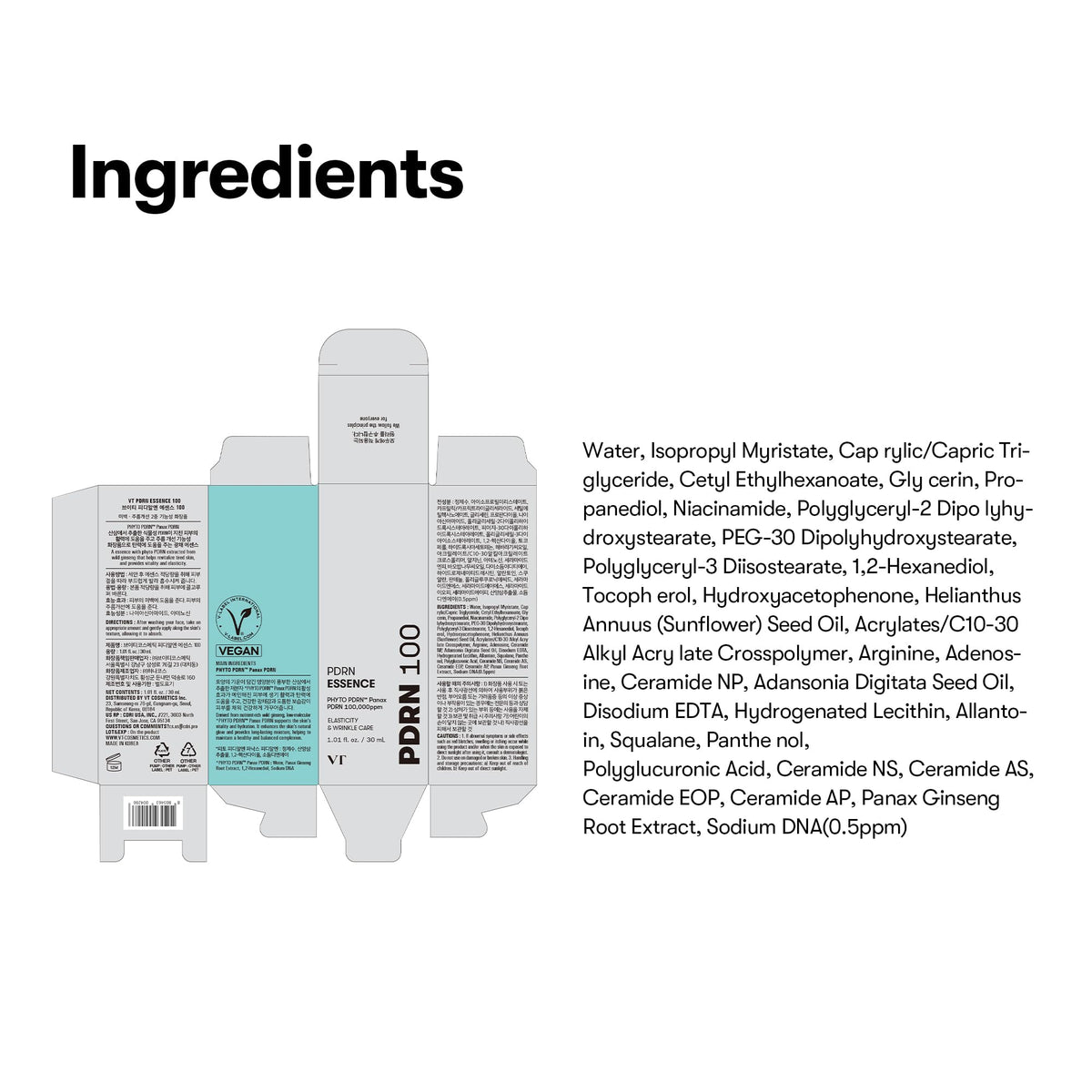 VT COSMETICS PDRN 100 Essence 30 ml sur table
