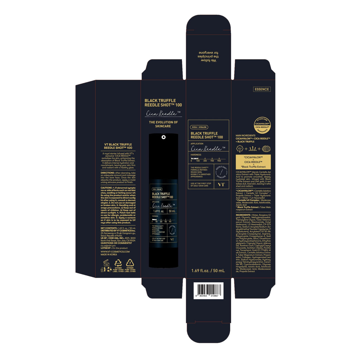 VT COSMETICS Sérum Reedle Shot Truffe Noire 50ml avec accessoires de beauté