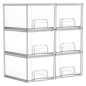 Vtopmart 6 boîtes de rangement transparentes empilables vue de face