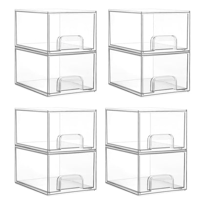 Vtopmart 8 boîtes de rangement transparentes empilables vue de face