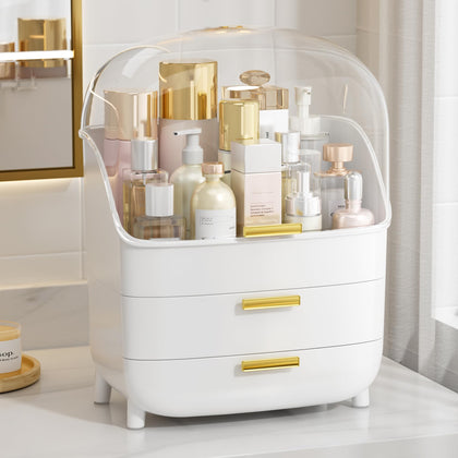 Vtopmart Organisateur de Maquillage 3 Niveaux vue de face avec couvercle transparent