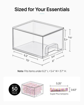 Vtopmart tiroirs de rangement clairs empilables côté avec poignées
