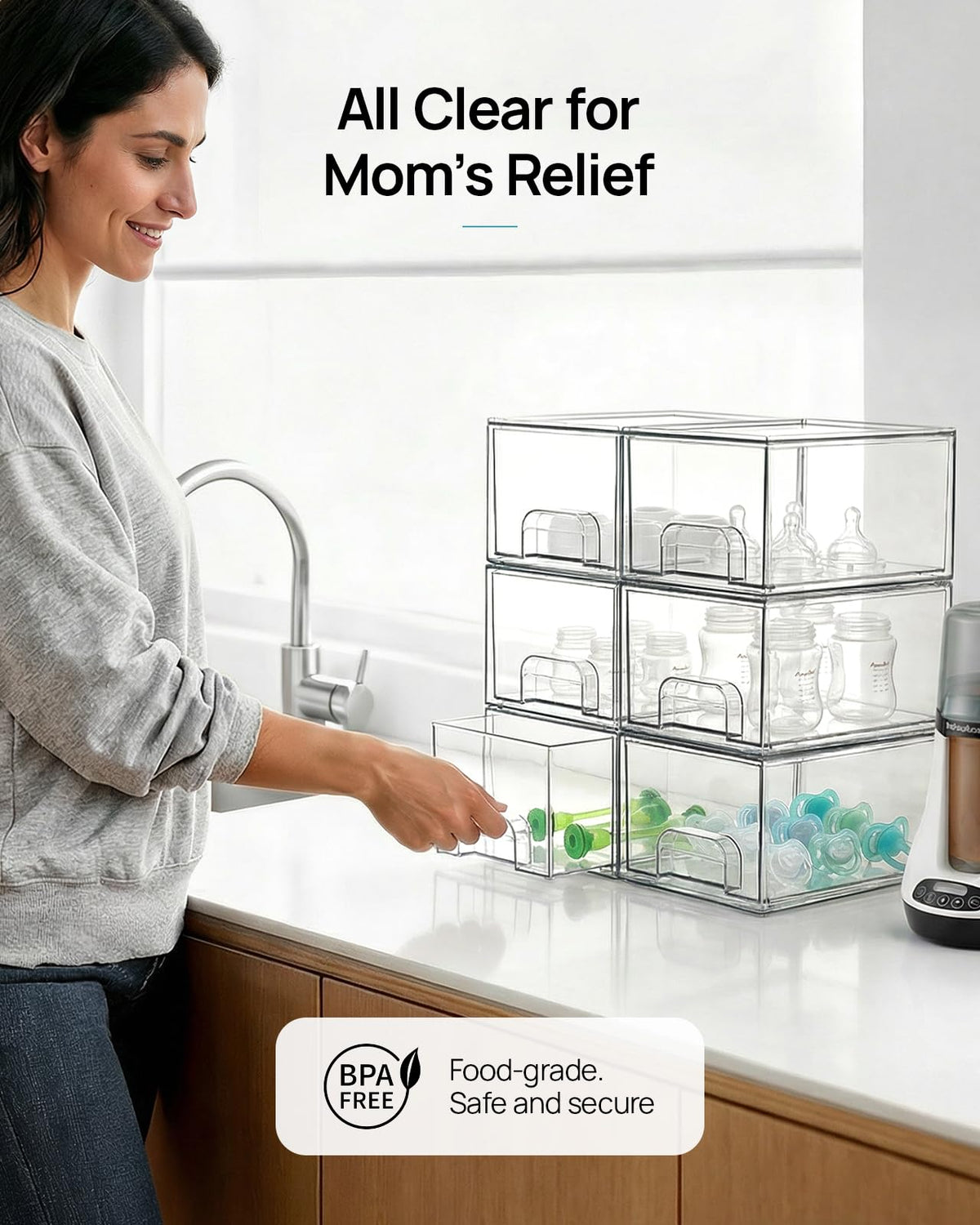 Vtopmart tiroirs de rangement clairs sur un meuble de salle de bain