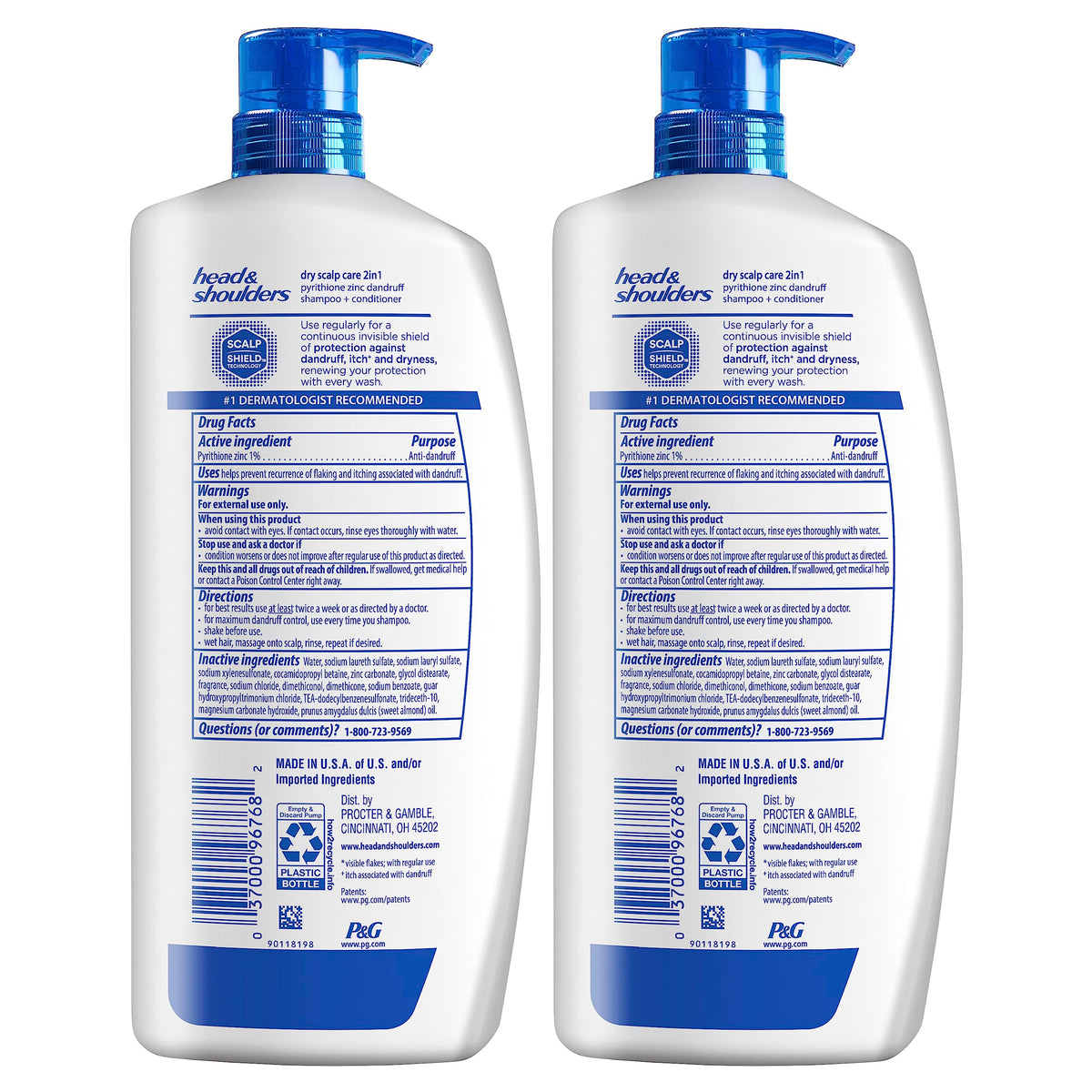 Vue aérienne des flacons de Shampoing Anti-Pelliculaire Head & Shoulders