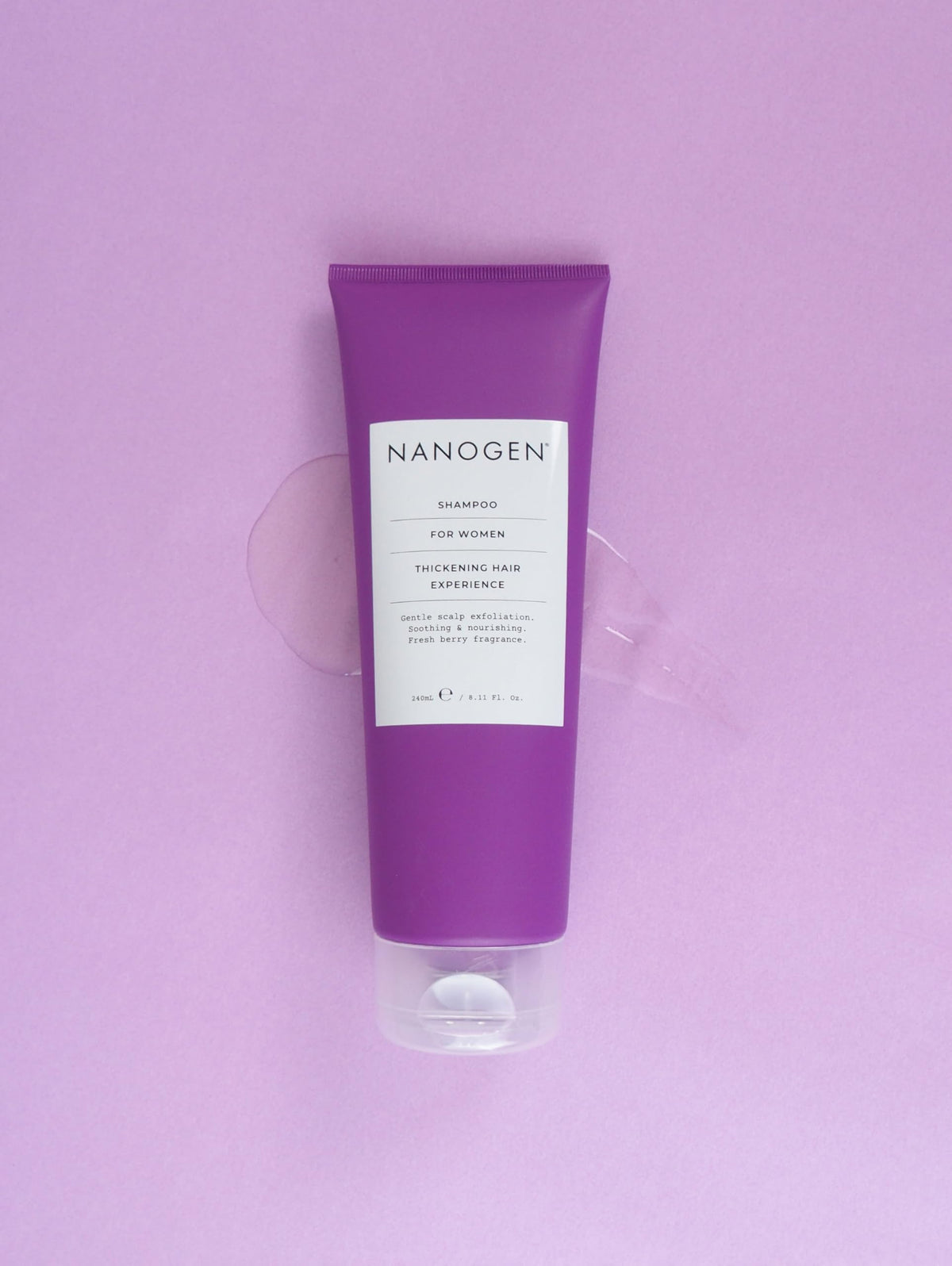 Vue arrière de l'emballage du shampooing Nanogen