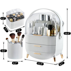Vue arrière de l'organisateur de maquillage CANITORON avec couvercle transparent