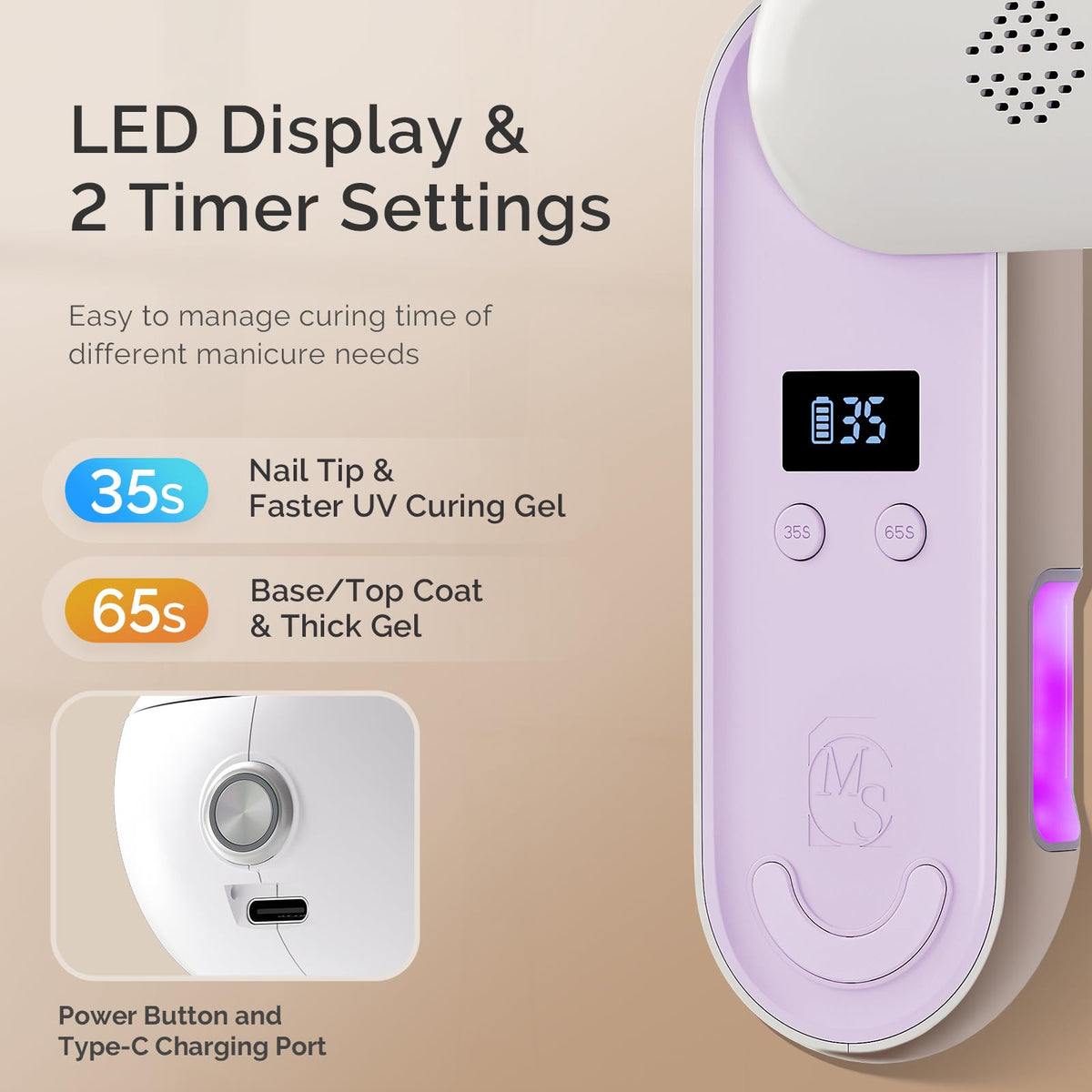 Vue arrière de la lampe à ongles UV MelodySusie P-PLUS20F