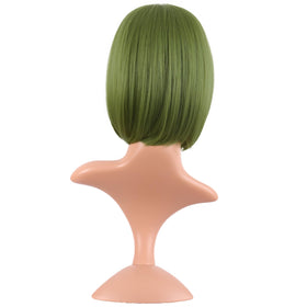 Vue arrière de la perruque bob droite en vert olive