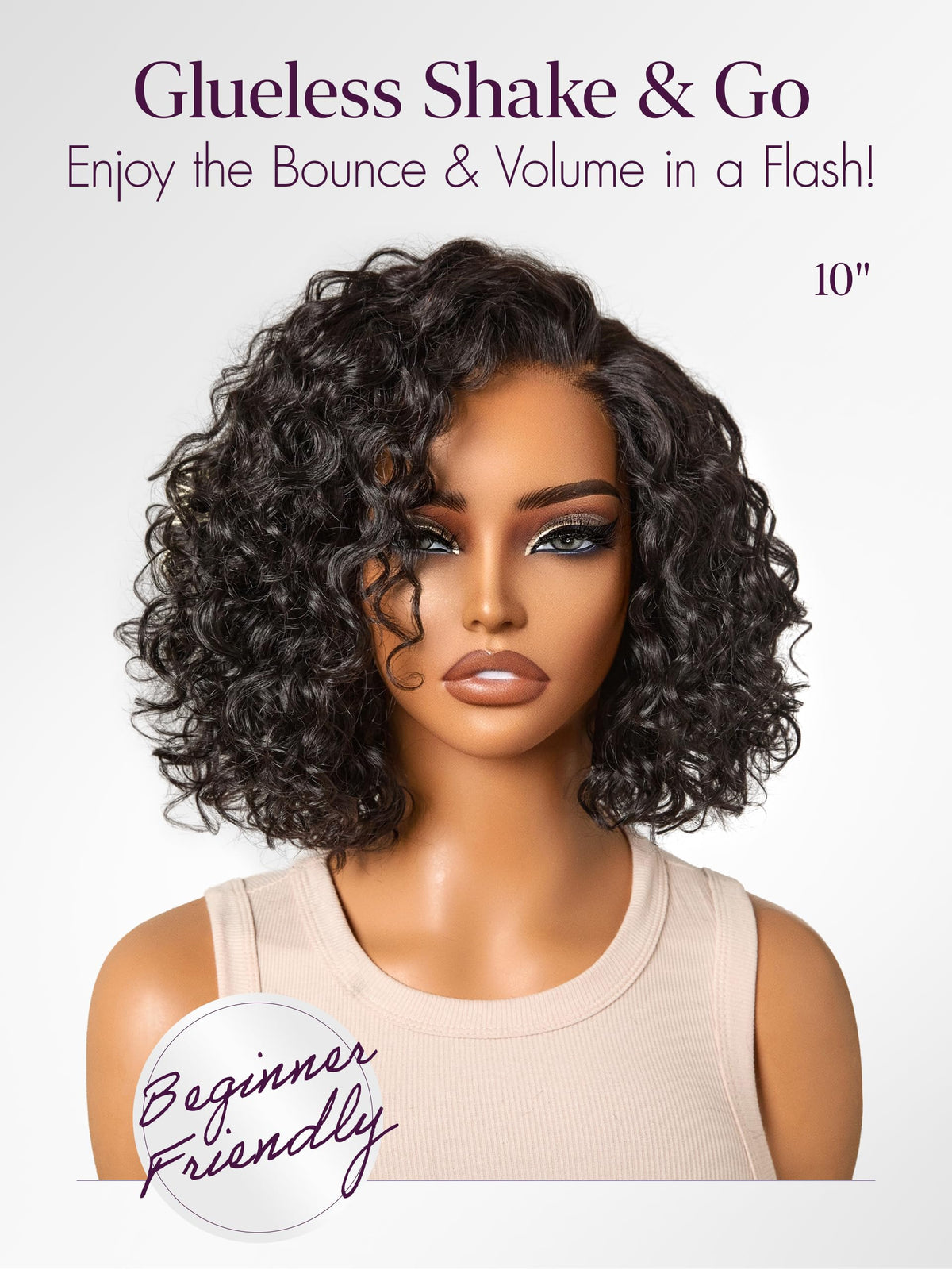 Vue arrière de la perruque LUVME HAIR avec motif de vagues d'eau