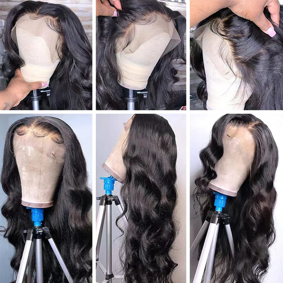 Vue arrière de la perruque MUZOJET en cheveux humains