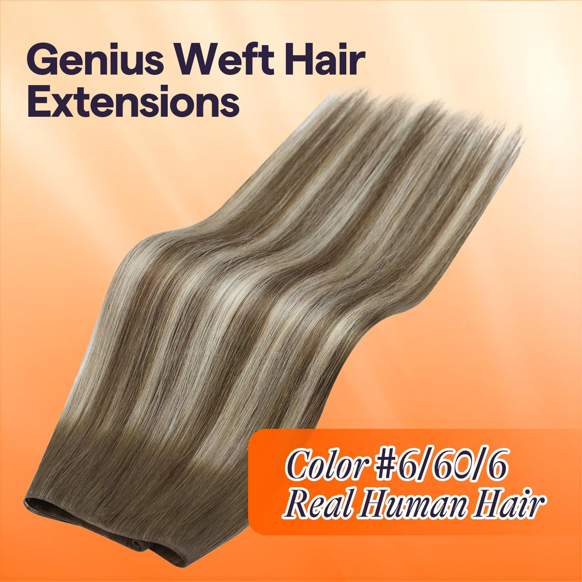 Vue arrière des extensions capillaires Full Shine 14 pouces, design léger