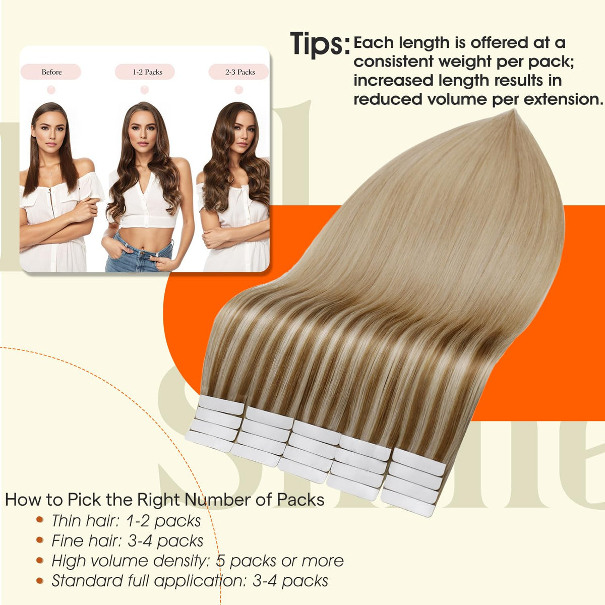 Vue arrière des extensions capillaires Full Shine 22 pouces
