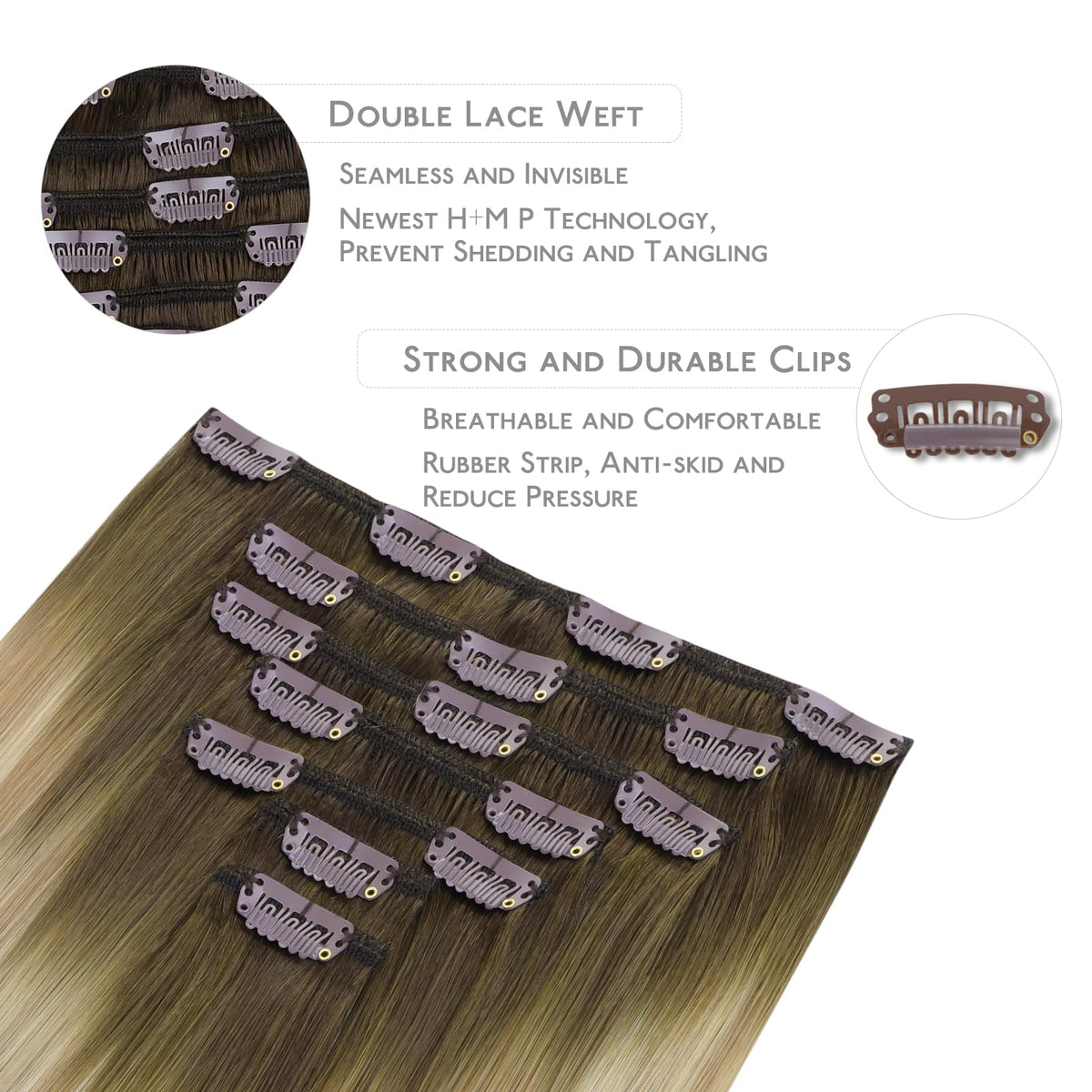Vue arrière des extensions capillaires Wennalife 120g