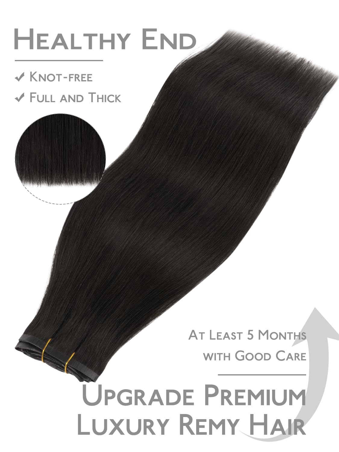 Vue arrière des extensions capillaires Wennalife en noir naturel