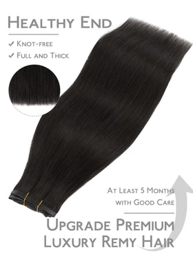 Vue arrière des extensions capillaires Wennalife en noir naturel