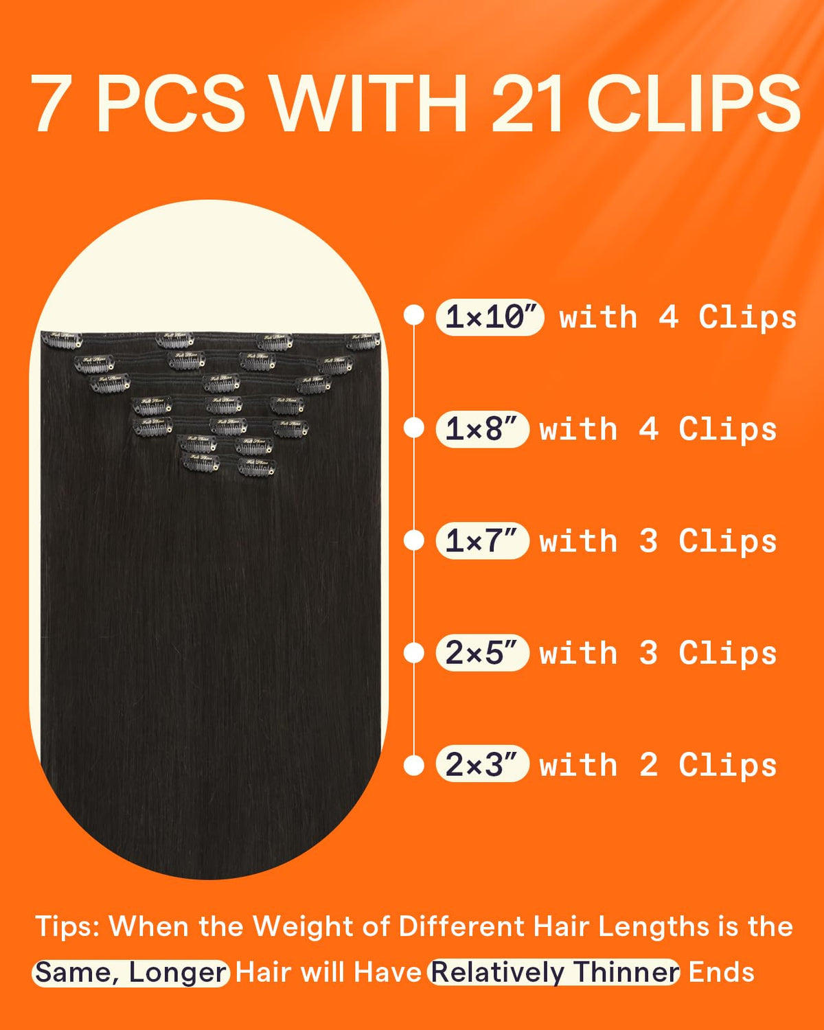 Vue arrière des extensions cheveux clip-in Full Shine en cheveux réels