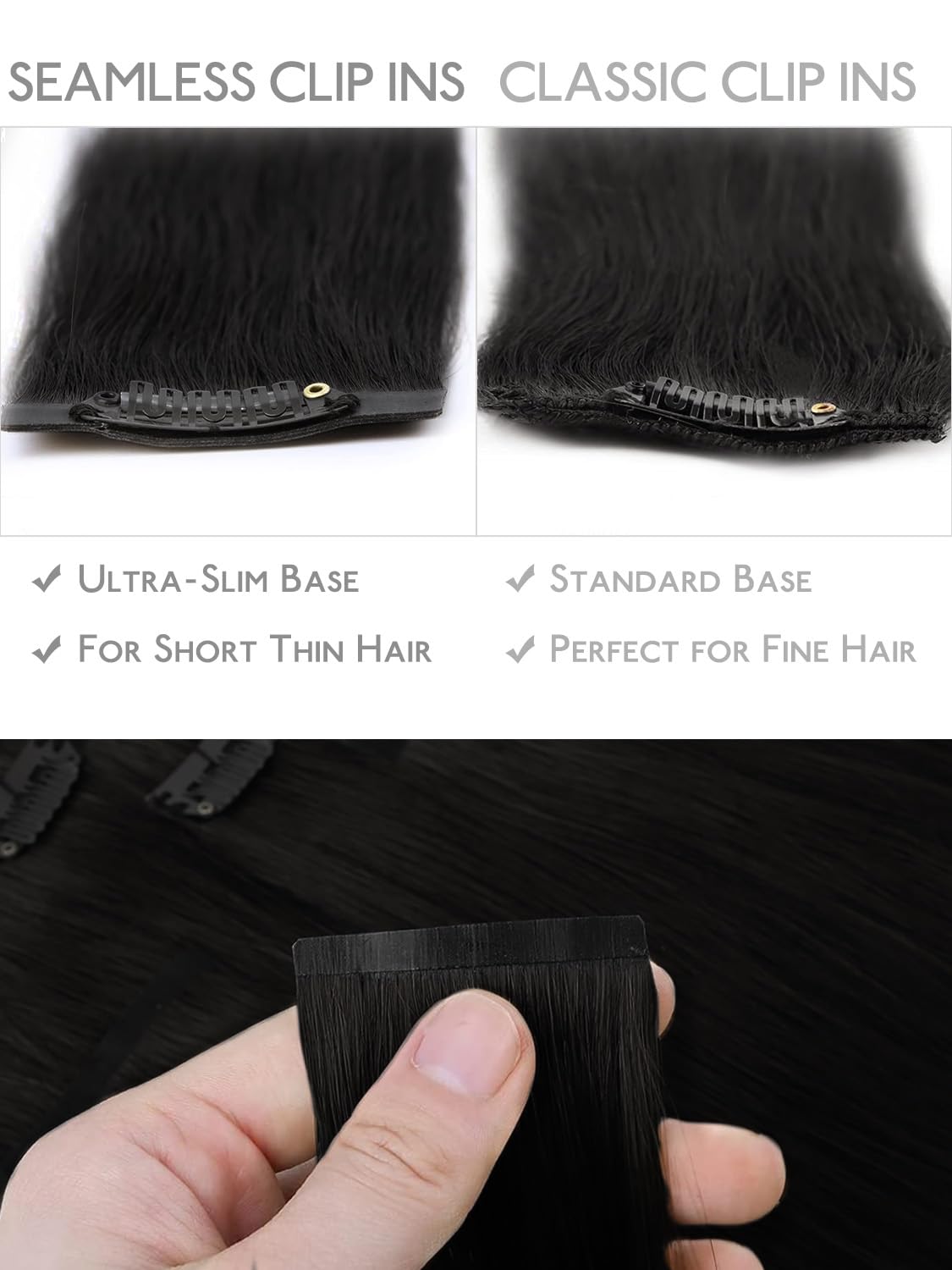 Vue arrière des extensions cheveux clip in Wennalife