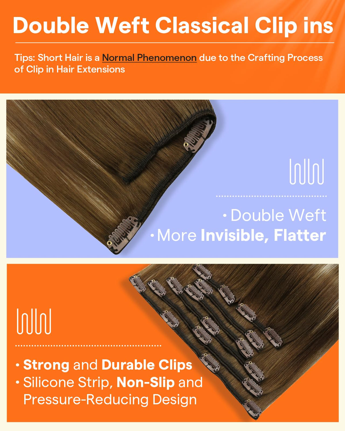Vue arrière des extensions cheveux Full Shine 16 pouces