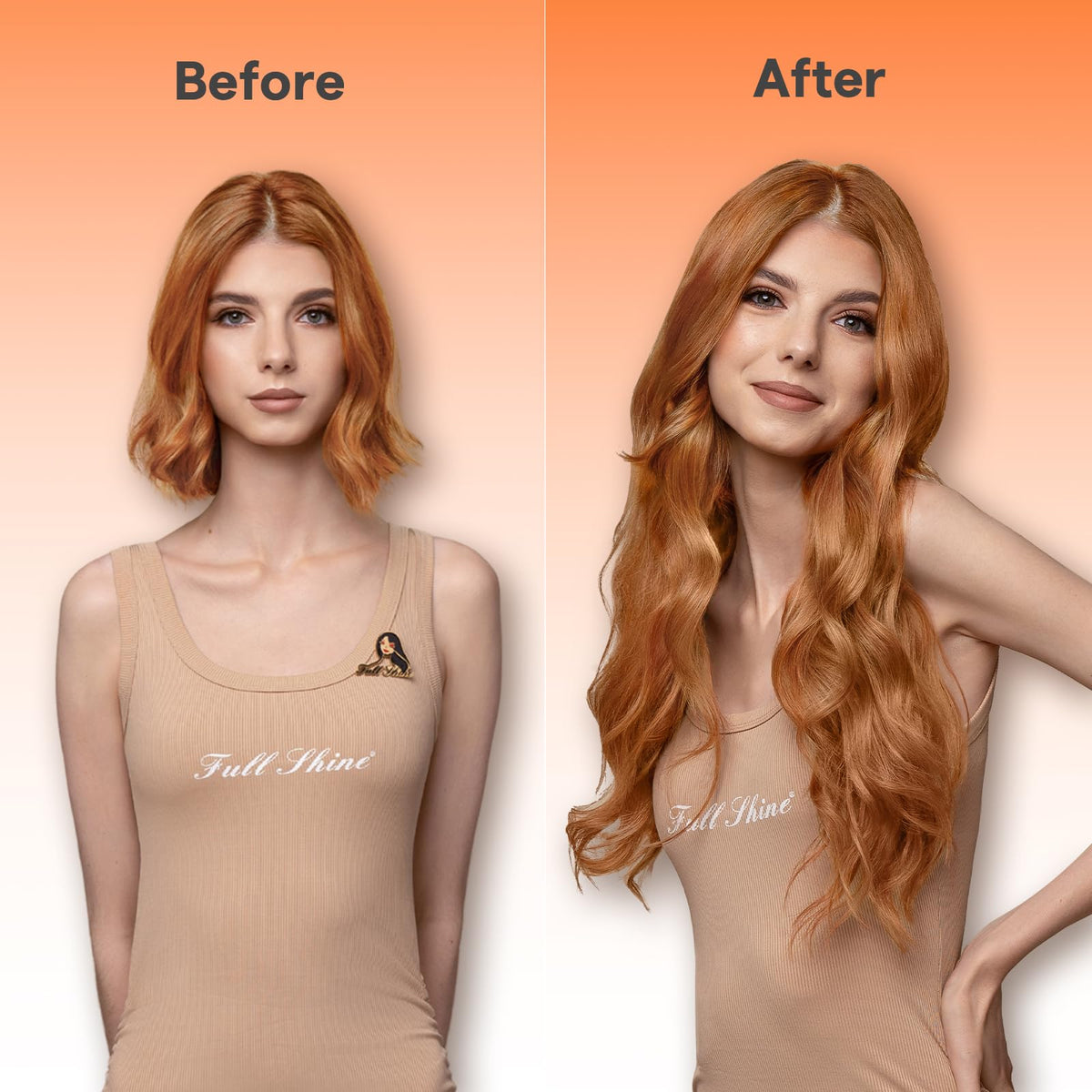 Vue arrière des extensions cheveux Full Shine 18 pouces