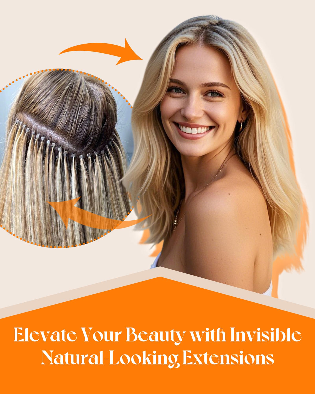 Vue arrière des extensions cheveux humains Sunny Hair