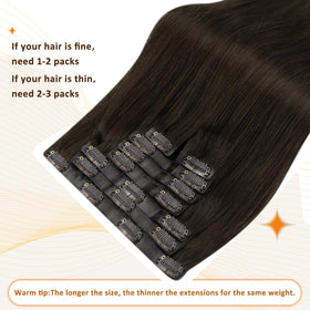 Vue arrière des extensions clip-in Full Shine 24 pouces