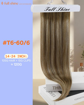 Vue arrière des extensions clip-in Full Shine avec couture triple point