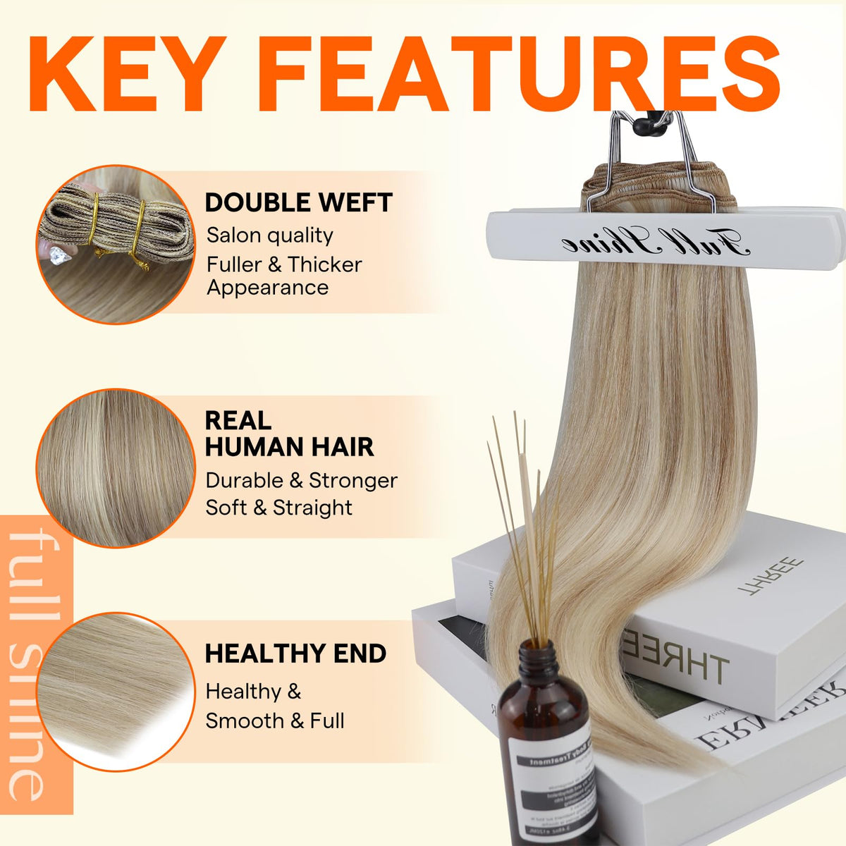 Vue arrière des extensions de cheveux Full Shine 24 pouces