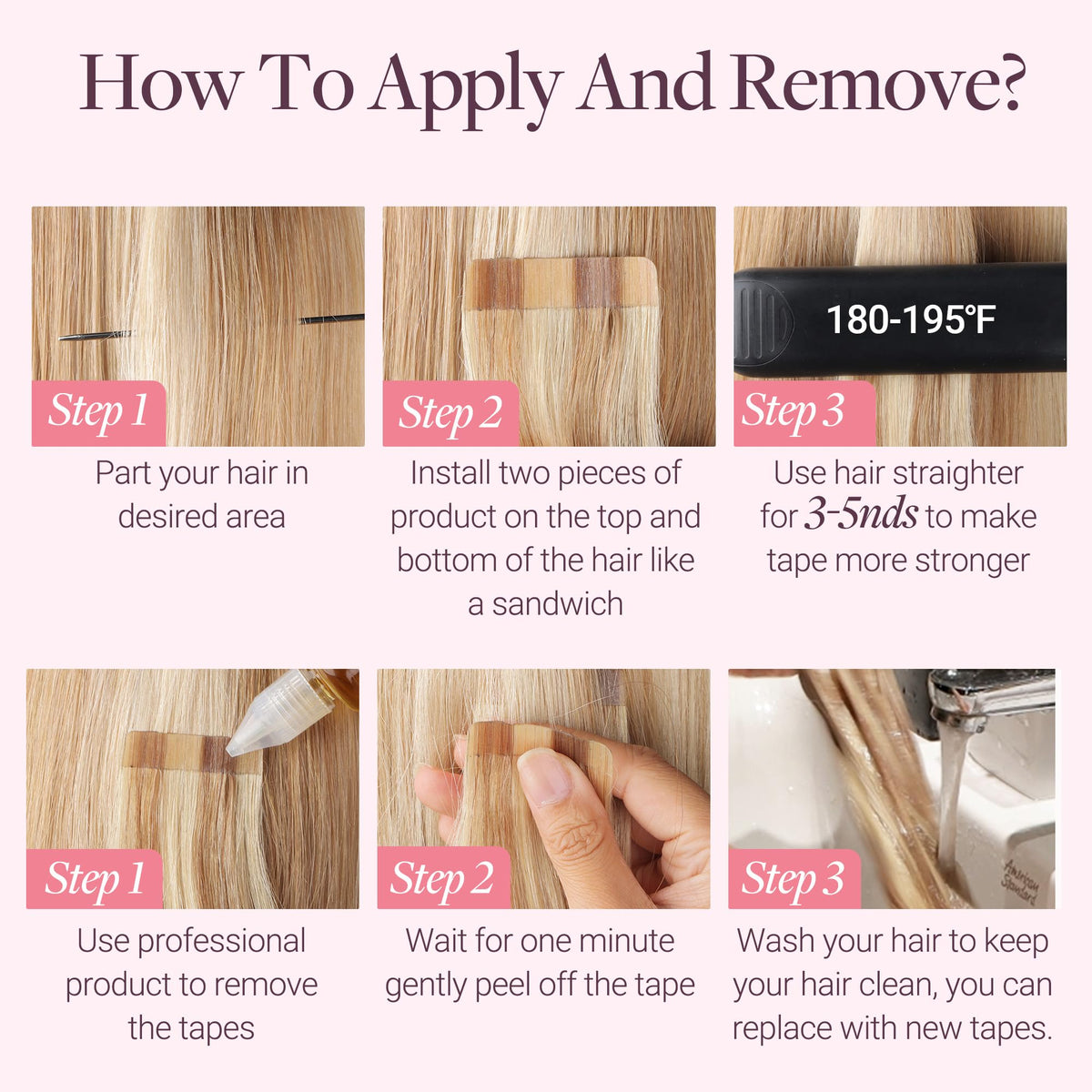 Vue arrière des extensions de cheveux GOO GOO 10 pouces
