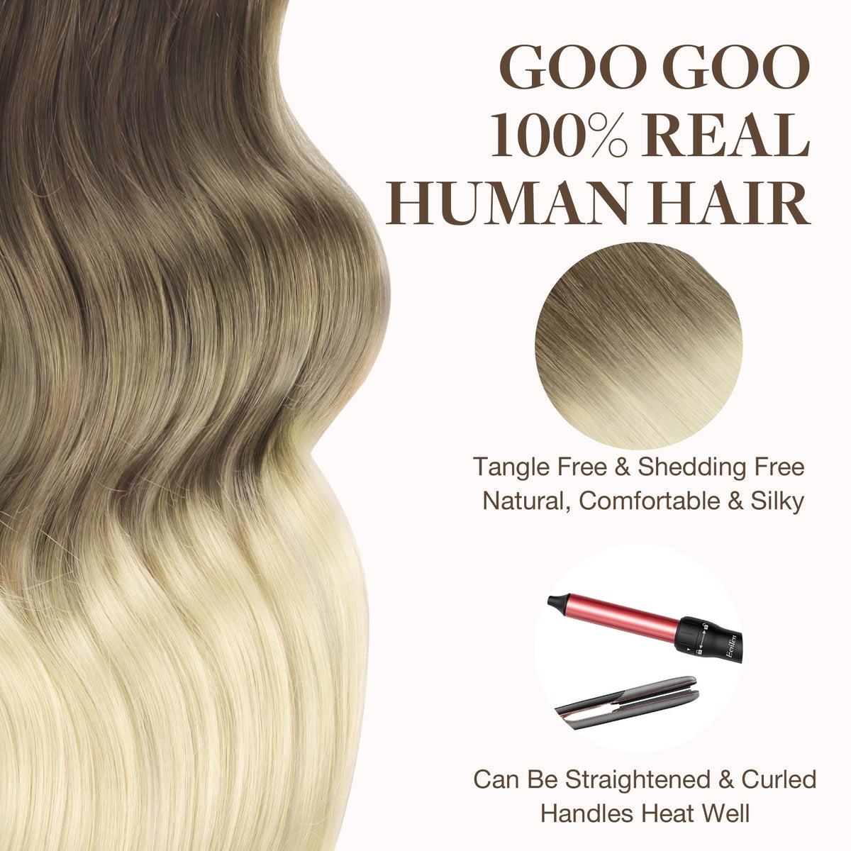 Vue arrière des extensions de cheveux GOO GOO