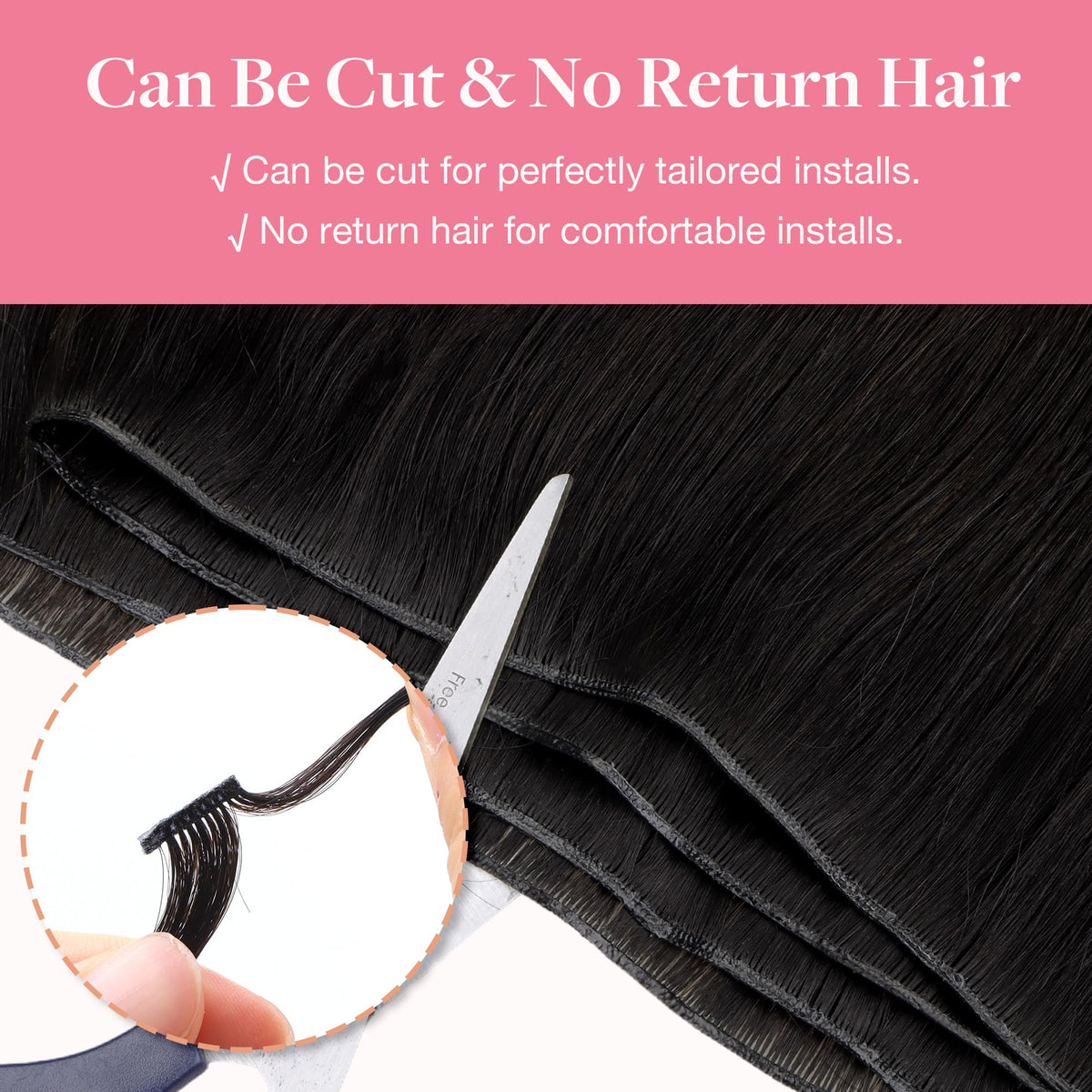 Vue arrière des extensions de cheveux GOO GOO avec finition invisible