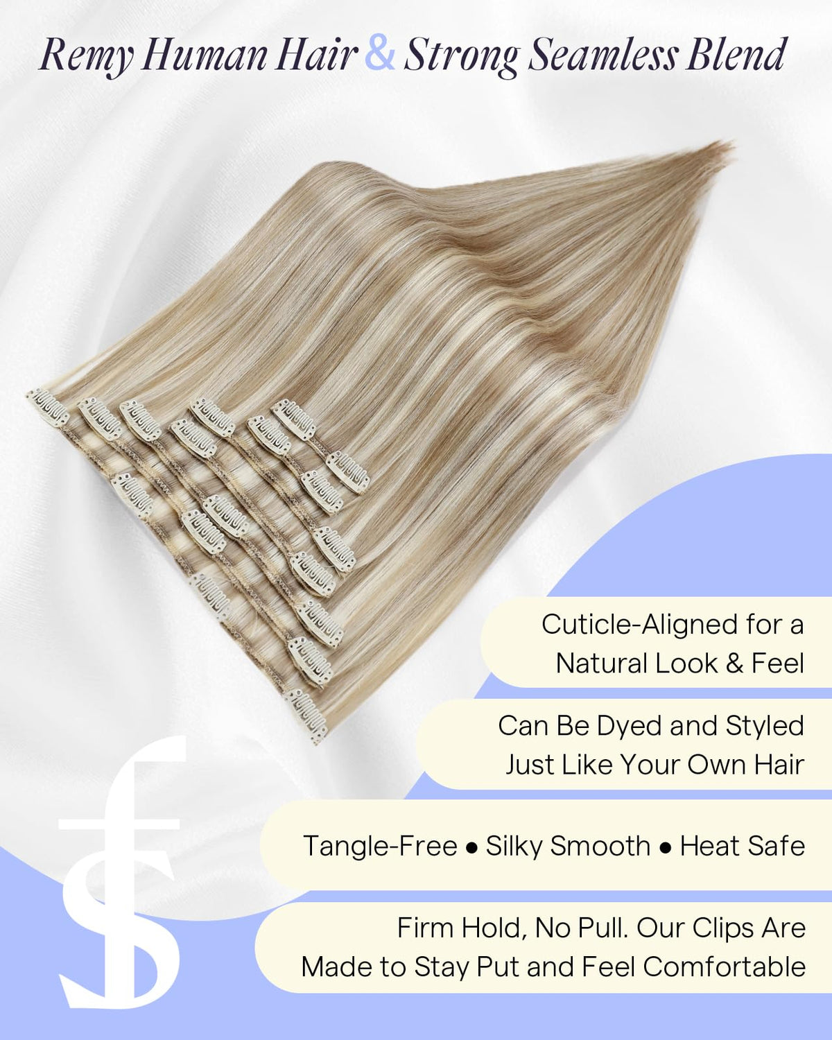 Vue arrière des extensions Full Shine avec reflets blonds