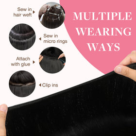 Vue arrière des extensions GOO GOO en cheveux réels