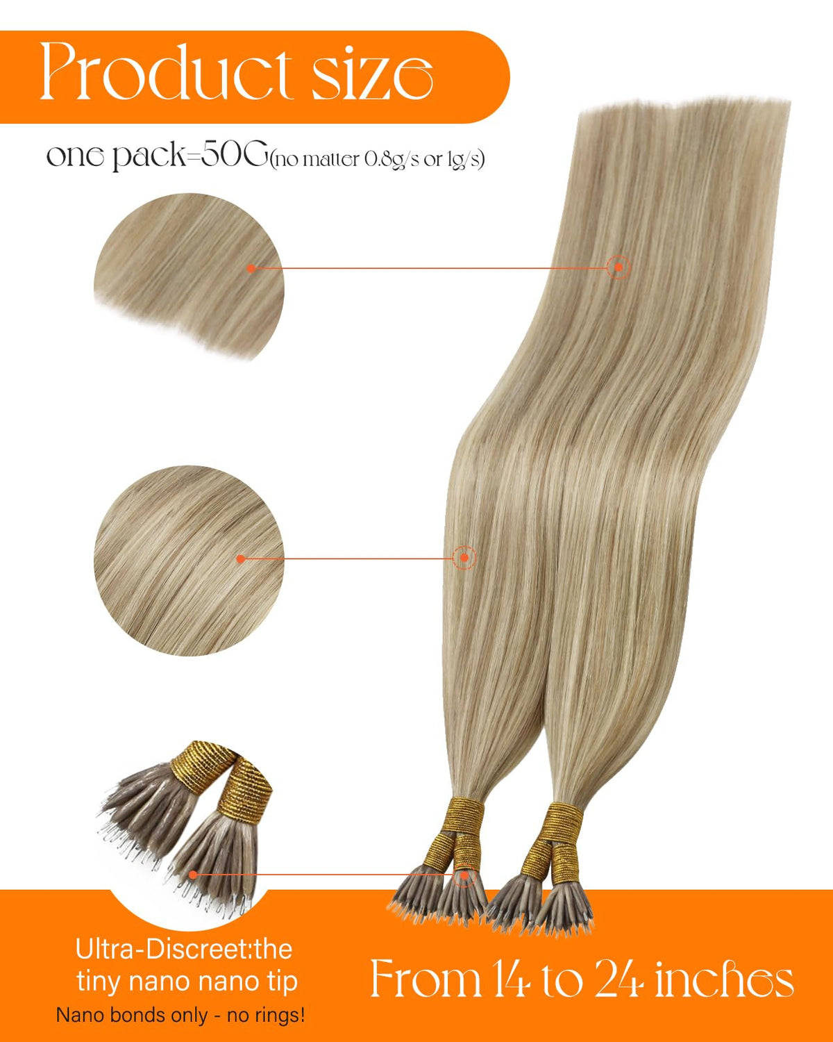 Vue arrière des extensions Sunny Hair 18 pouces