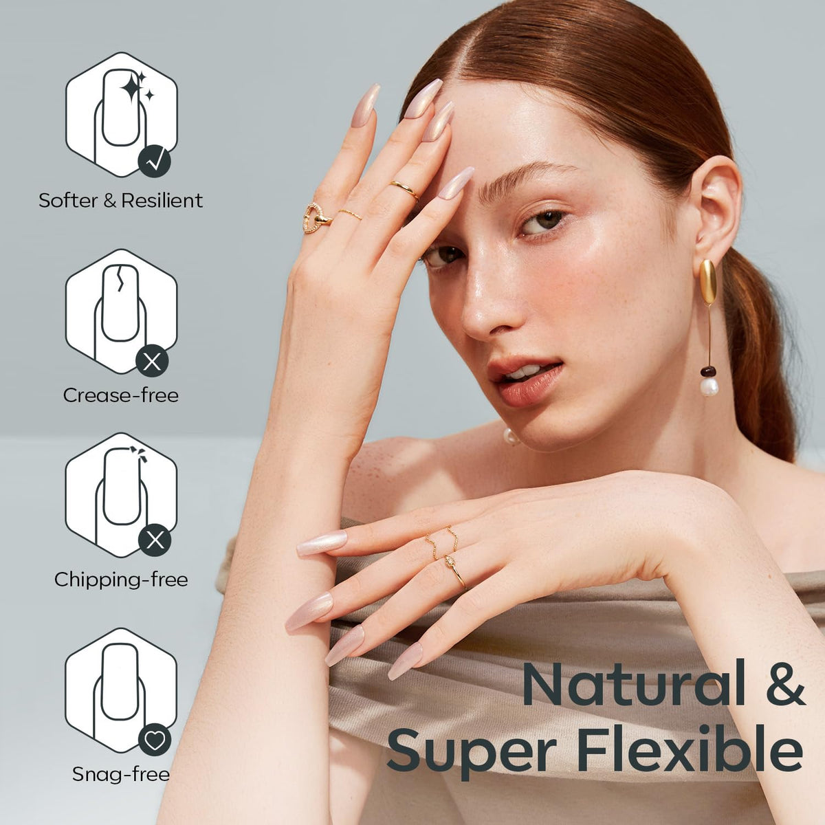 Vue arrière des tips d'ongles en gel préformés modelones