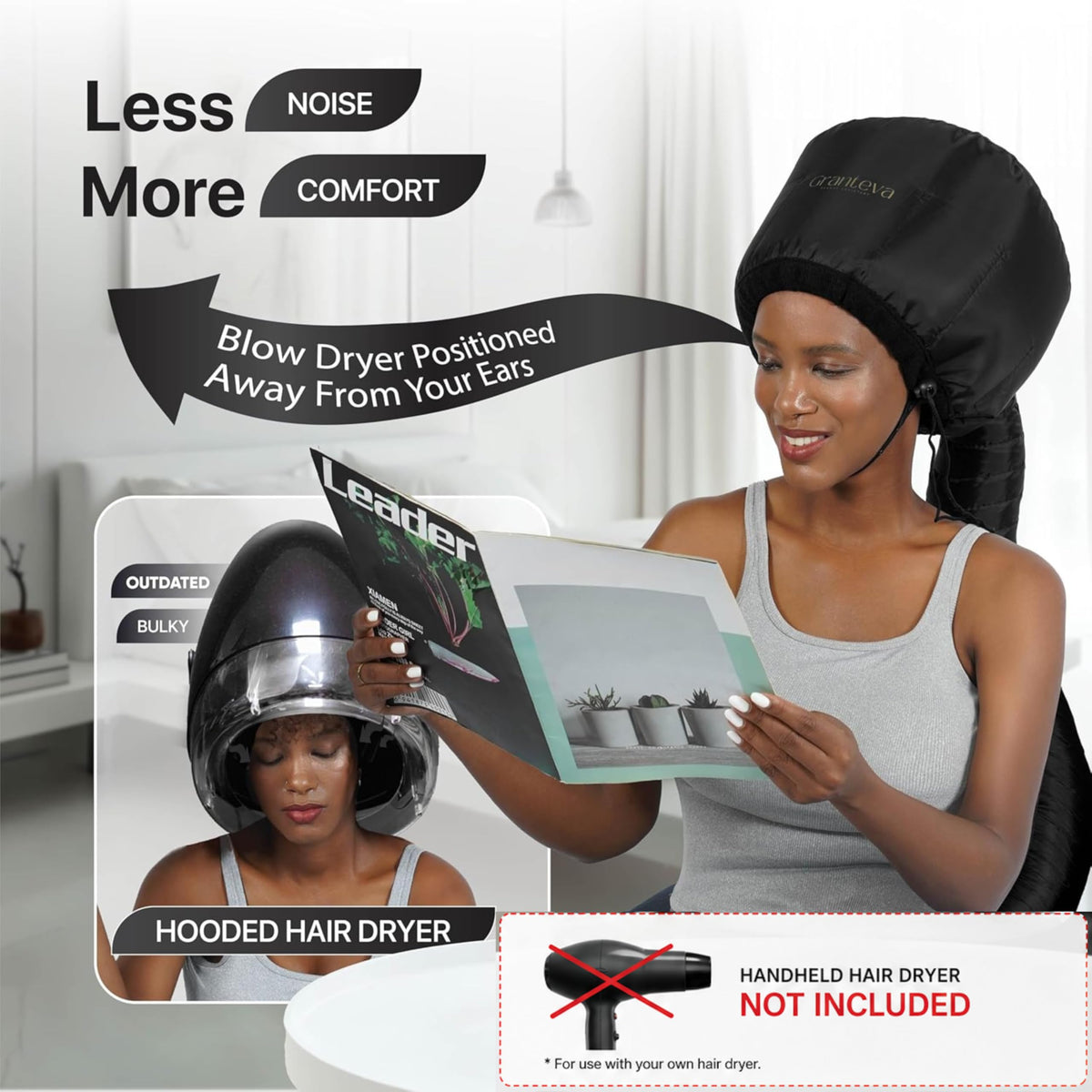 Vue arrière du bonnet diffuseur Granteva avec tuyau long