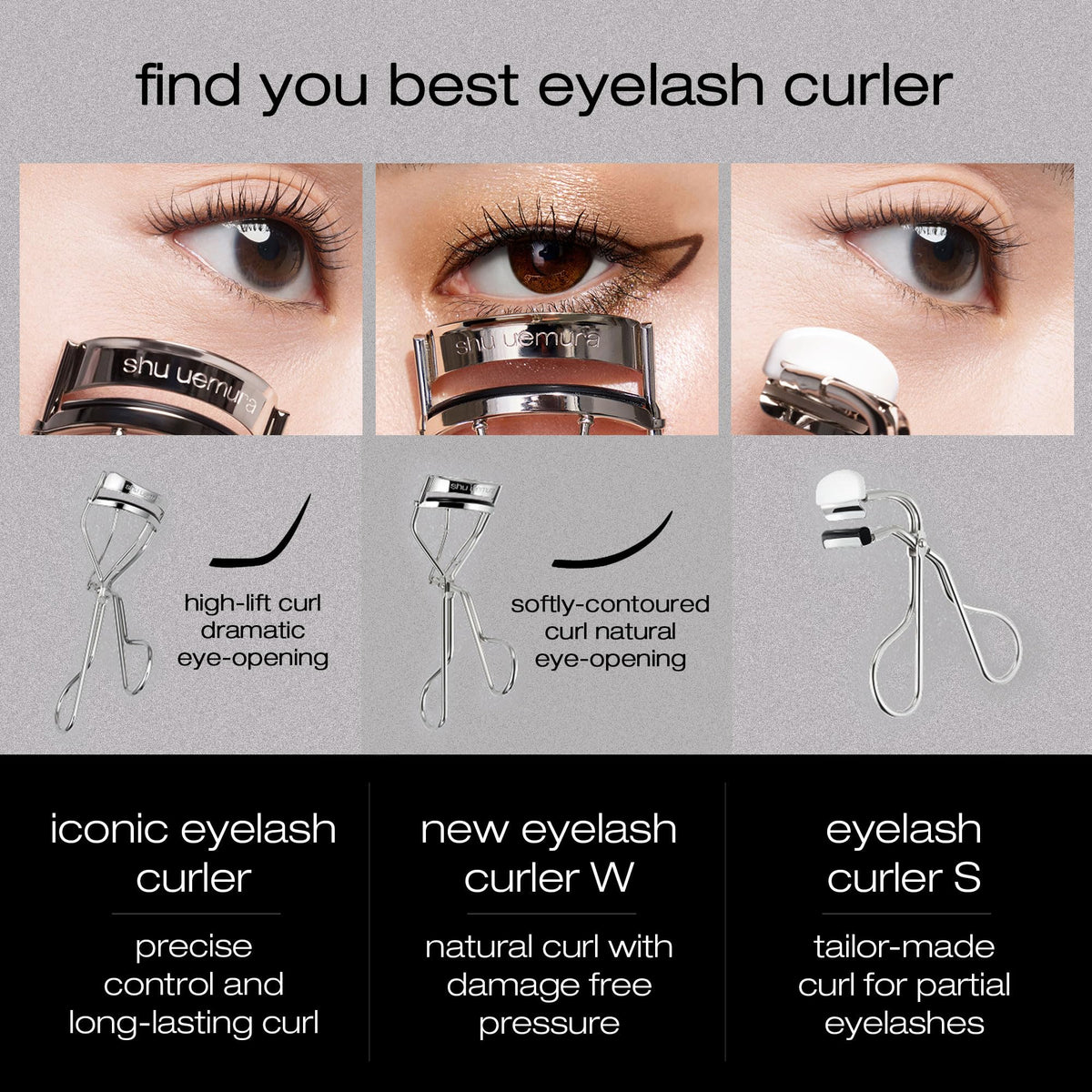 Vue arrière du curleur à cils iconique shu uemura