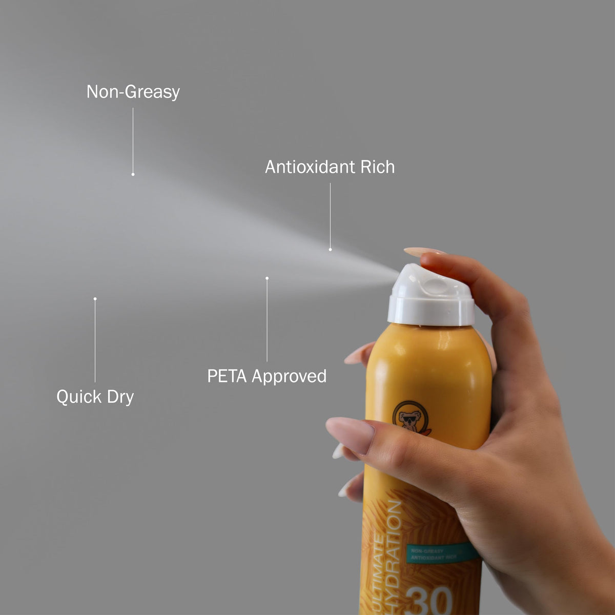 Vue arrière du flacon de Crème Solaire Spray Australian Gold SPF 30